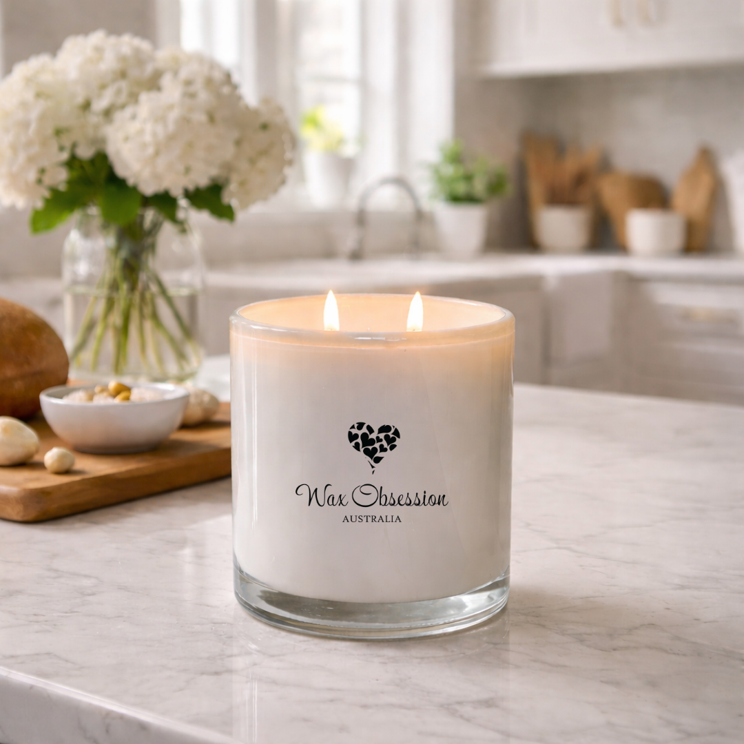 Baby Powder Scented Candle in kitchen