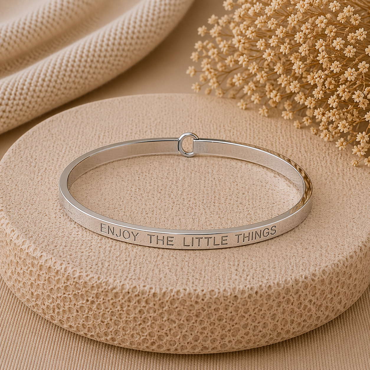 Enjoy The Little Things Quote Bangle – Stainless Steel Bracelet by Wax Obsession