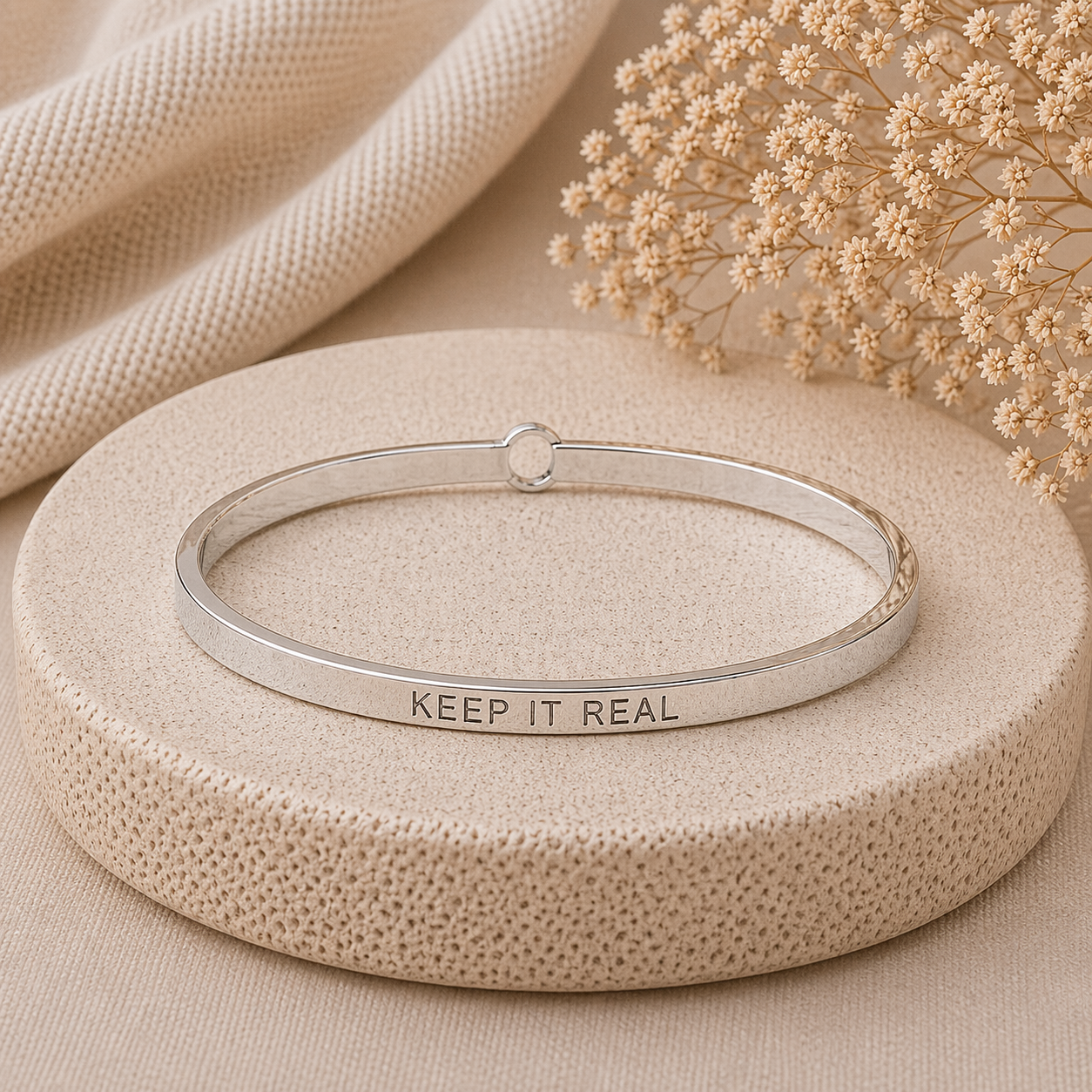 Keep It Real Quote Bangle – Stainless Steel Bracelet by Wax Obsession