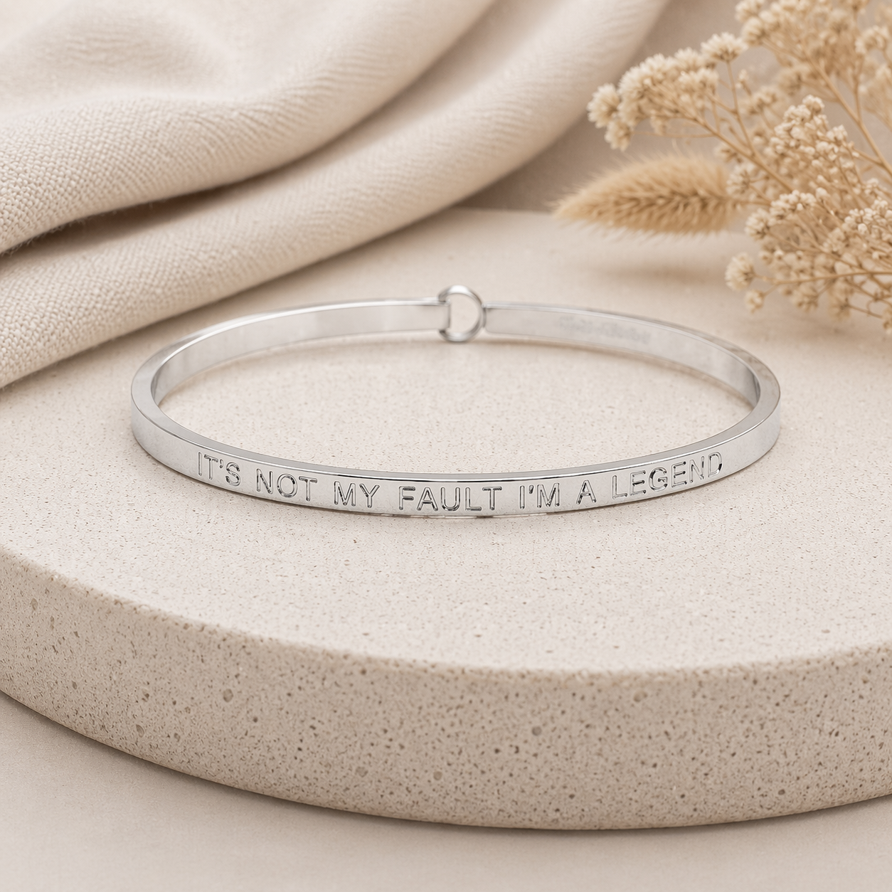 It's Not My Fault I'm A Legend Quote Bangle – Stainless Steel Bracelet by Wax Obsession