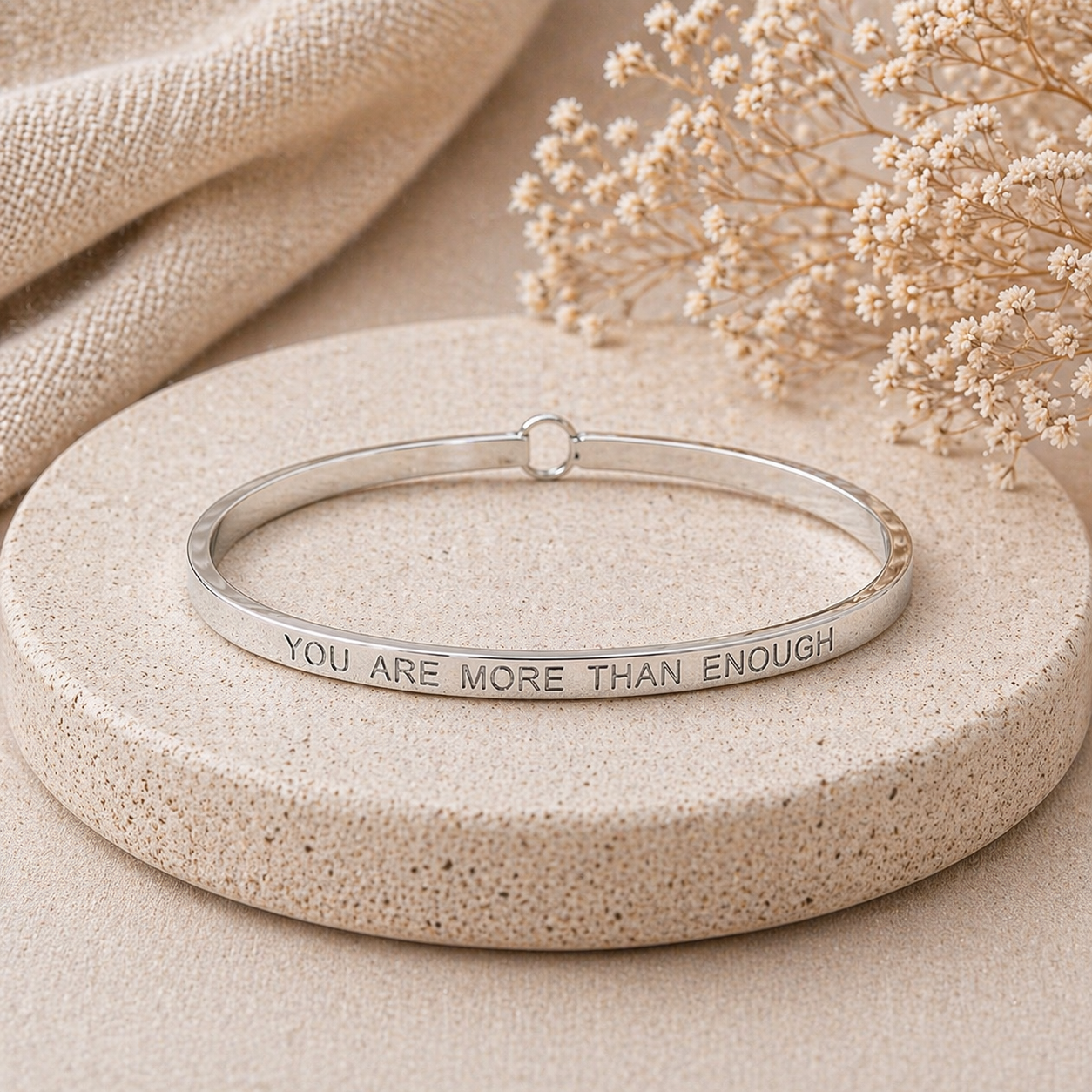 You Are More Than Enough Quote Bangle – Stainless Steel Bracelet by Wax Obsession