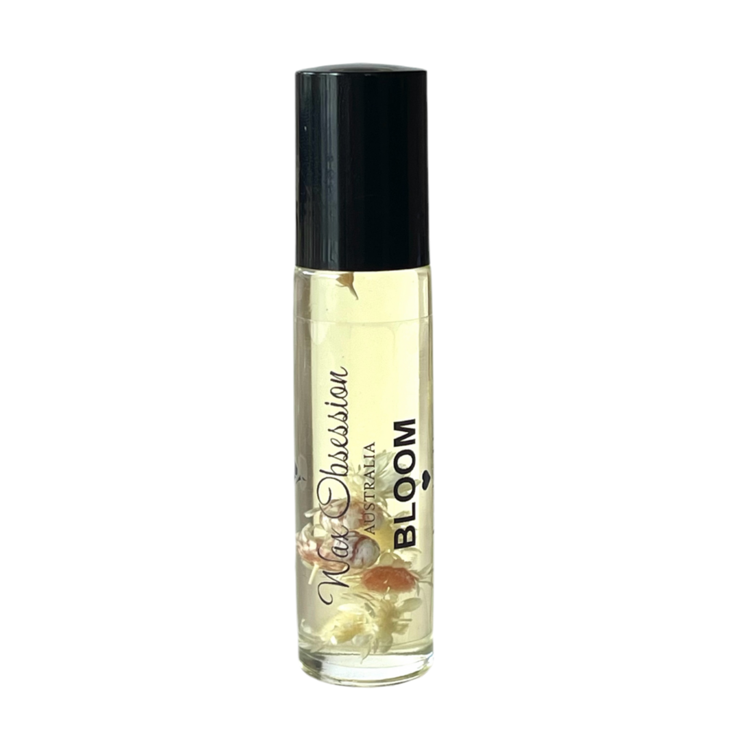 Bloom Roll-On Perfume – Peony & Blush Suede dupe by Wax Obsession, infused with real dried flowers