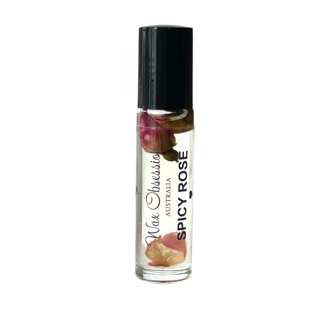 Spicy Rose Roll-On Perfume – Rose Prick dupe by Wax Obsession, infused with real dried flowers