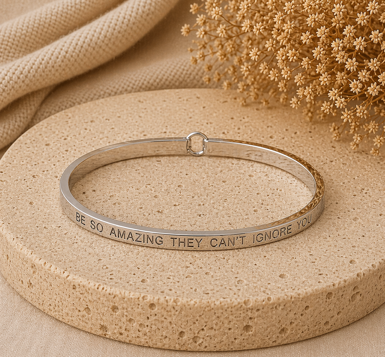 Be So Amazing They Can't Ignore You Quote Bangle | Stainless Steel Bracelet