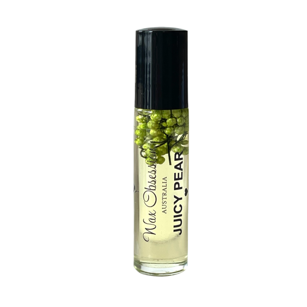 Juicy Pear Roll-On Perfume – English Pear & Freesia dupe by Wax Obsession, infused with real dried flowers
