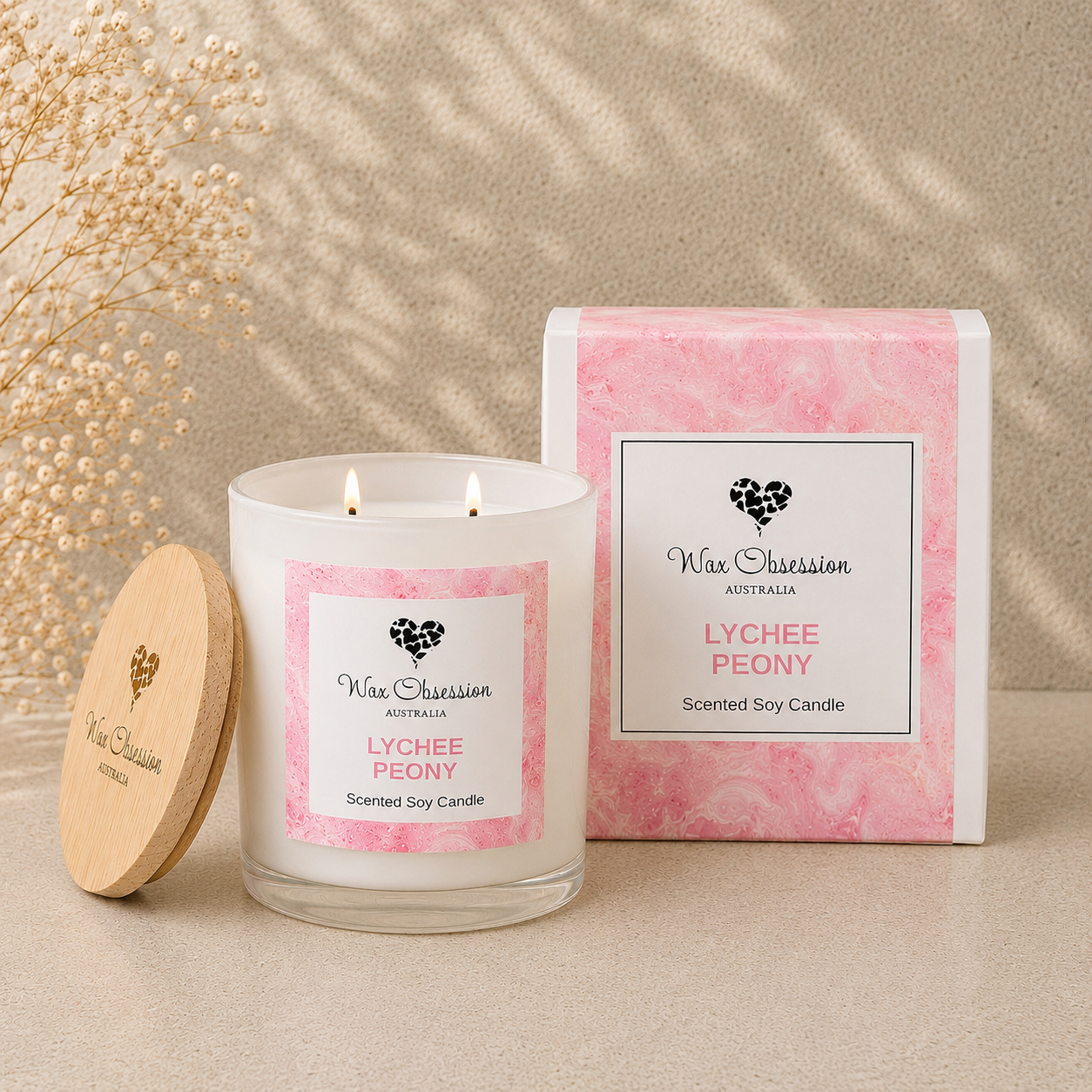 Lychee Peony scented candle with fresh floral fragrance – Wax Obsession Colour Splash Collection