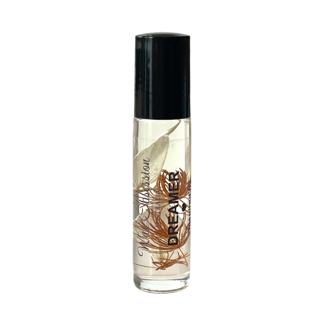 Dreamer Roll-On Perfume – Santal 33 dupe by Wax Obsession, infused with real dried flowers