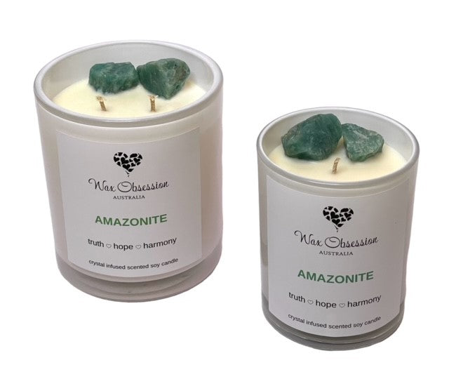 Amazonite Crystal Candle - Truth, Hope, Harmony