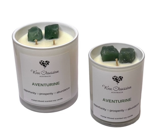 Aventurine Crystal Candle - Opportunity, Prosperity, Abundance