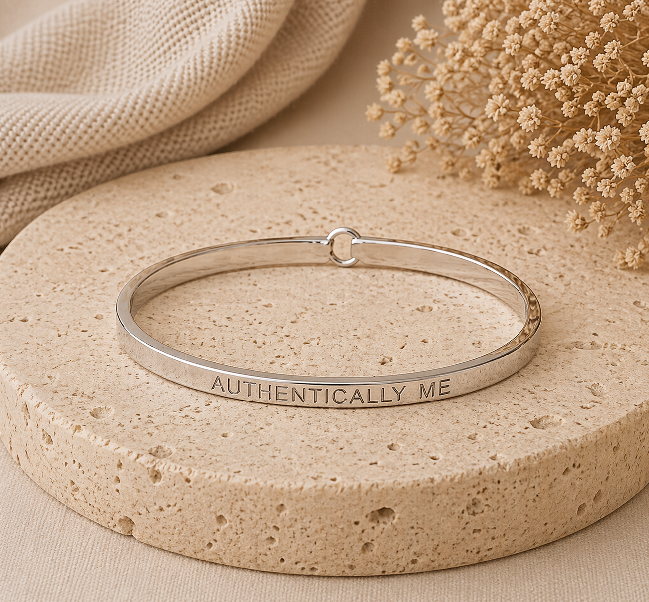 Authentically Me Quote Bangle – Stainless Steel Bracelet by Wax Obsession