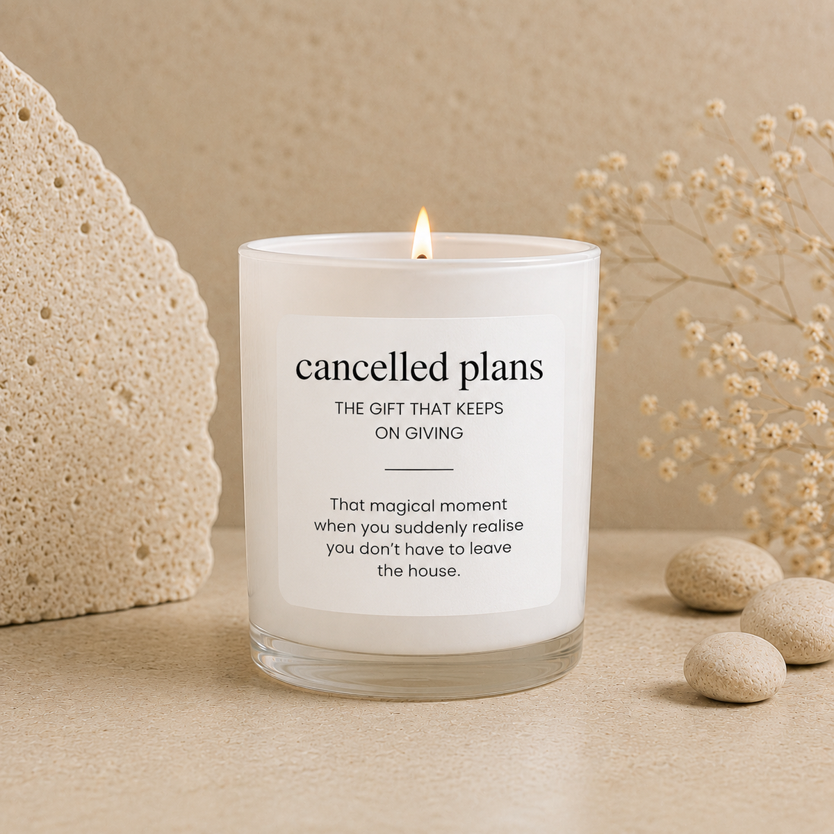 Cancelled Plans scented soy candle from the Wax Obsession Definition Collection