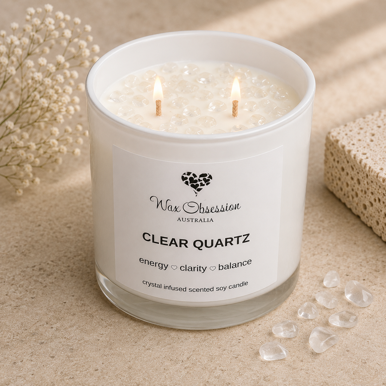 CLEAR QUARTZ | CRYSTAL CANDLE