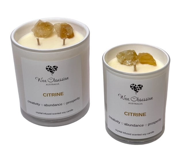 Citrine Crystal Candle - Creativity, Abundance, Prosperity