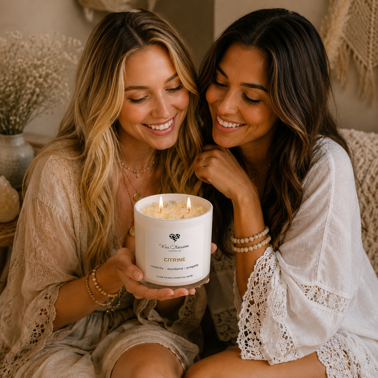 Citrine Crystal Intention Soy Candle | Made in Australia by Wax Obsession