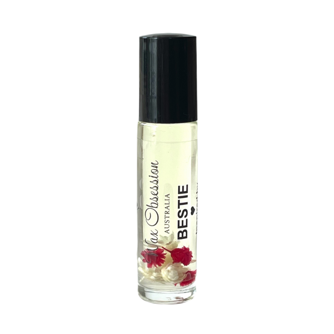 Bestie Roll-On Perfume – Baccarat Rouge 540 dupe by Wax Obsession, infused with real dried flowers