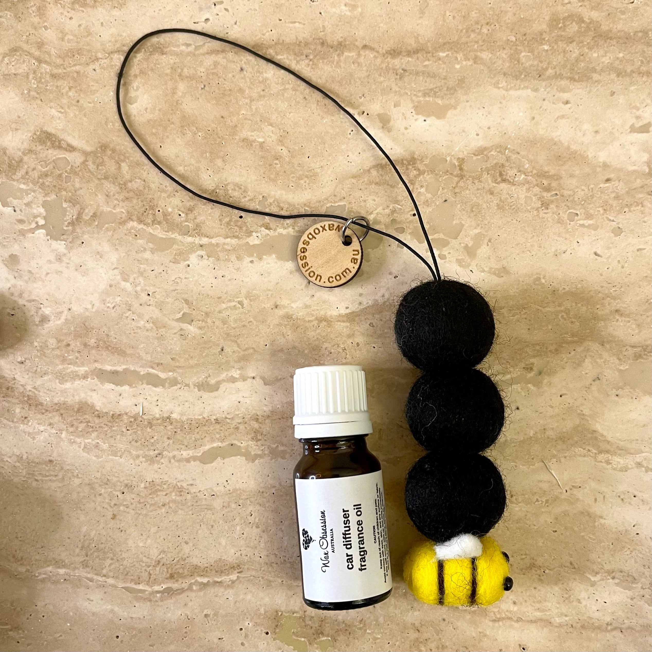 Bee Car Fragrance - Classic Black Wool Ball Style