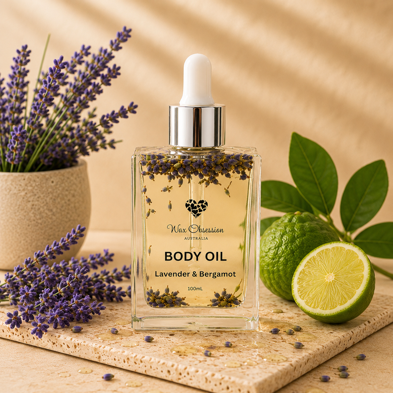 LAVENDER & BERGAMOT ESSENTIAL OIL BODY OIL | WAX OBSESSION