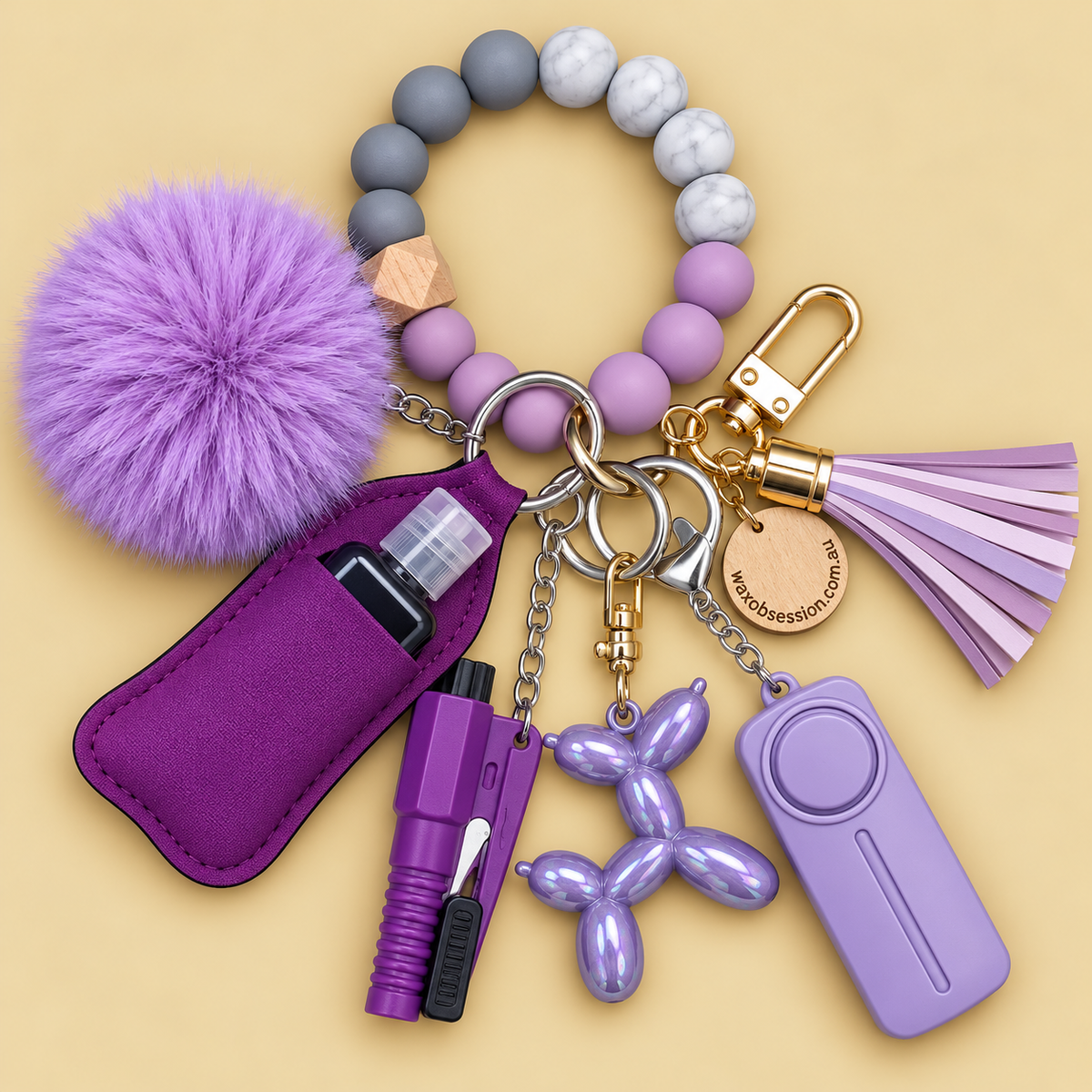 Women's Safety Bag Charm & Keychain | Purple