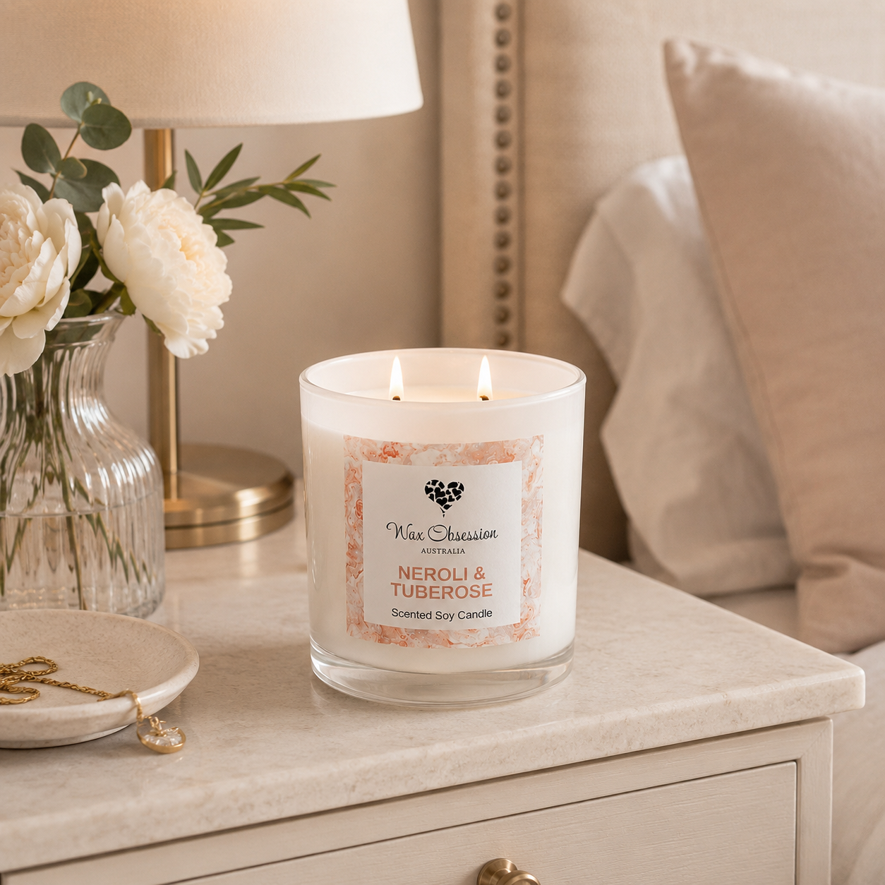 Neroli & Ylang Ylang Soy Candle by Wax Obsession | a fresh, floral candle with notes of tuberose, neroli & ylang ylang