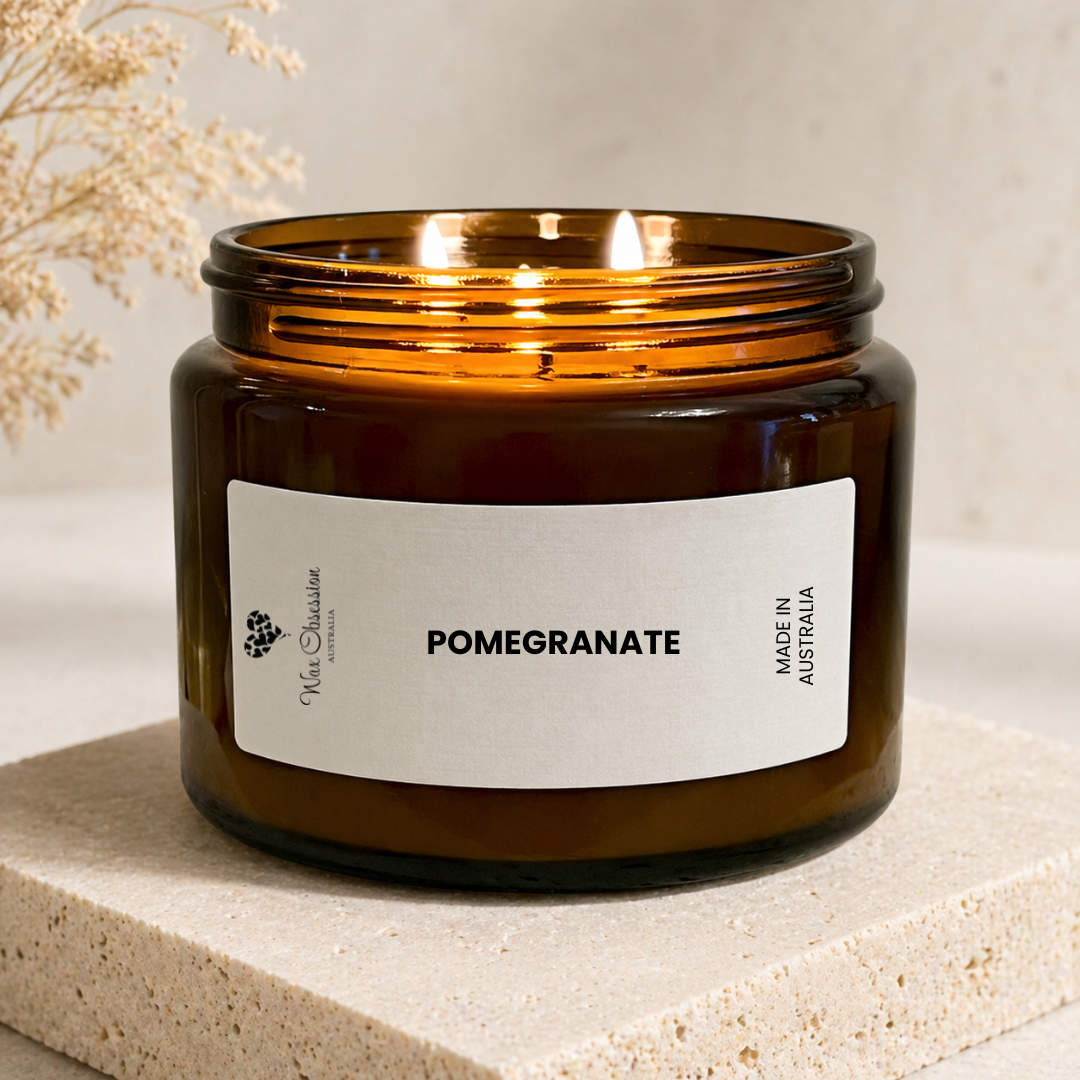 Pomegranate Soy Candle – Sweet Fruity Triple Wicked Candle by Wax Obsession