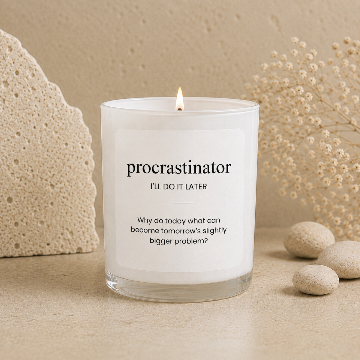 Procrastinator scented soy candle from the Wax Obsession Definition Collection | Humorous Gift Ideas