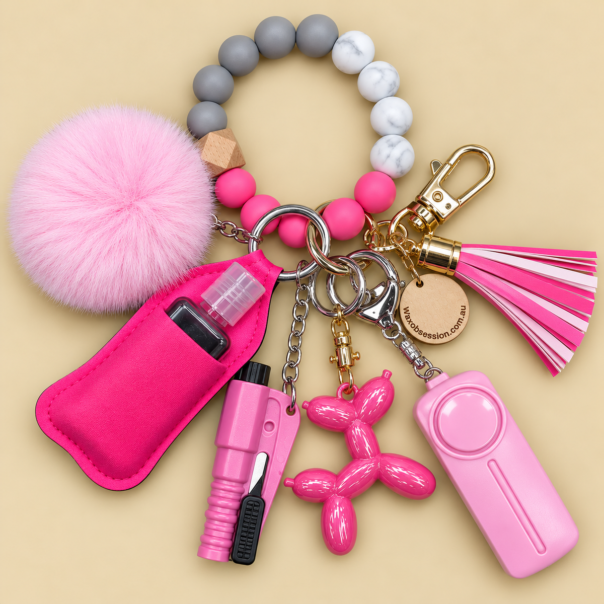 Women's Safety Bag Charm & Keychain | Pink