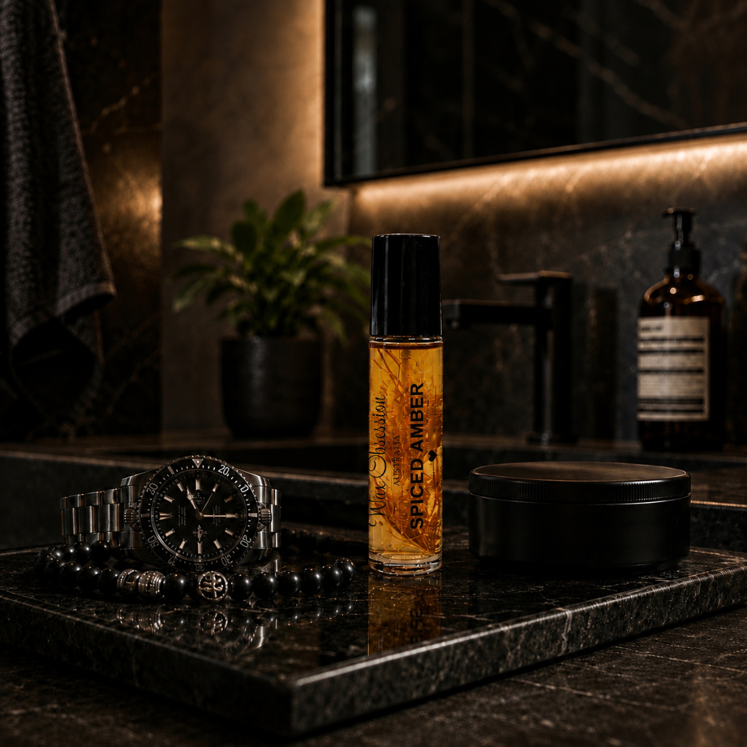 SPICED AMBER MEN'S ROLL-ON PERFUME BY WAX OBSESSION | STRONGER WITH YOU INTENSELY DUPE