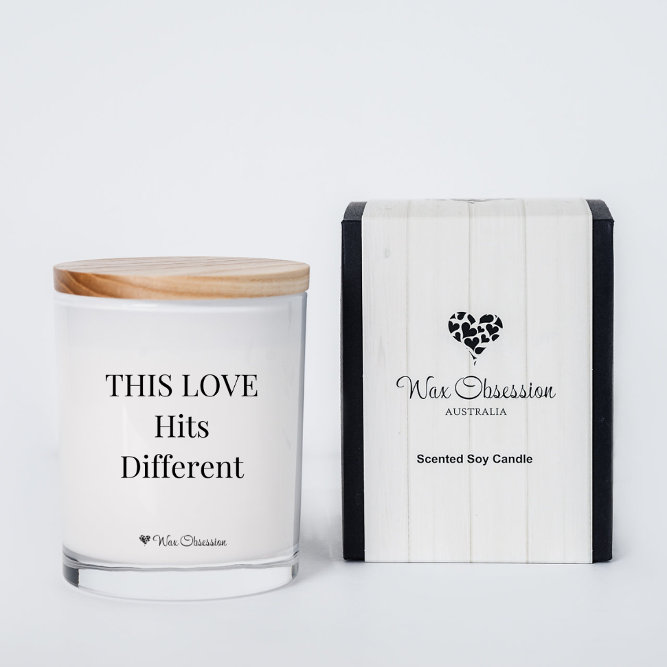 This Love Hits Different | Valentine's Day Quote Candle by Wax Obsession