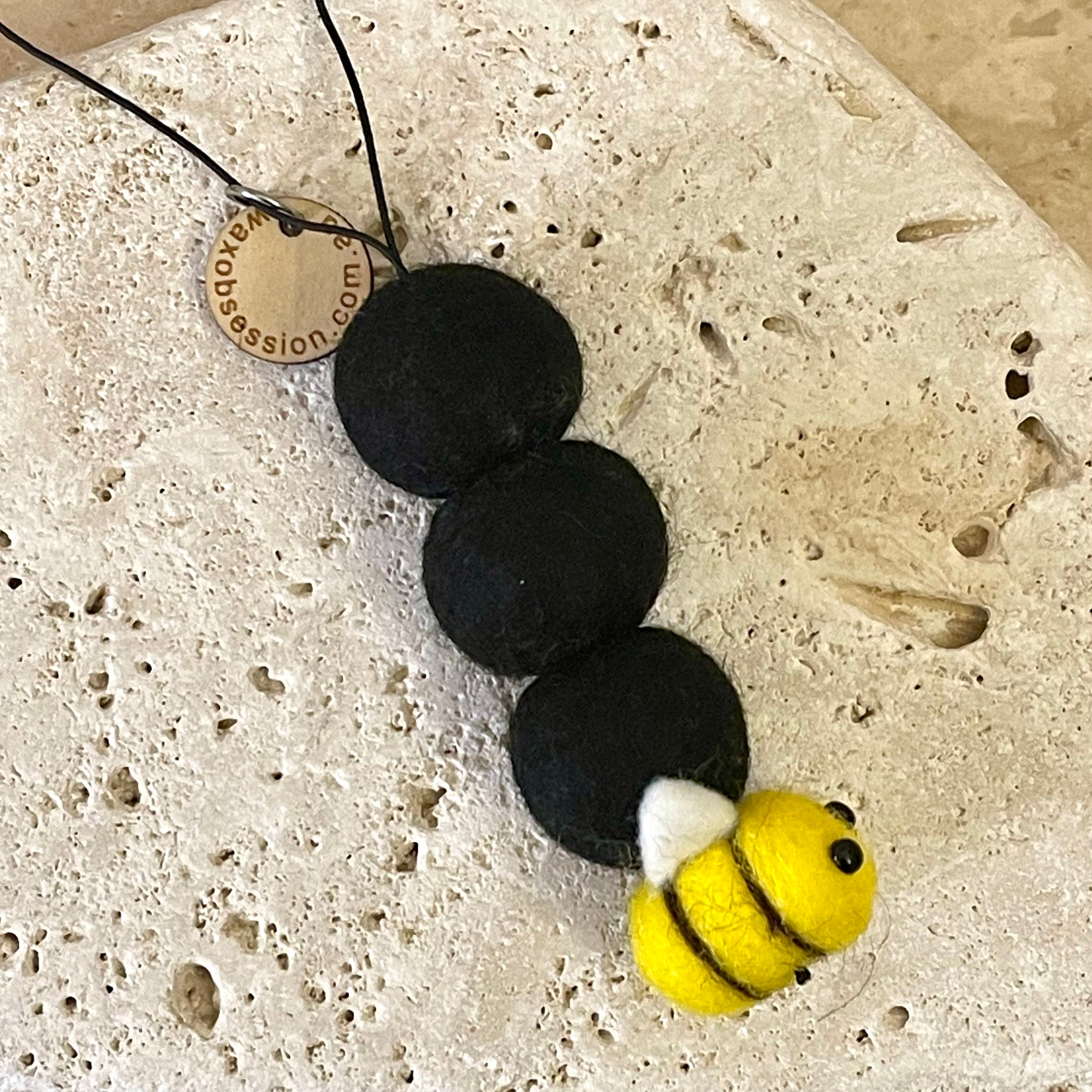 Bee Car Fragrance - Classic Black Wool Ball Style