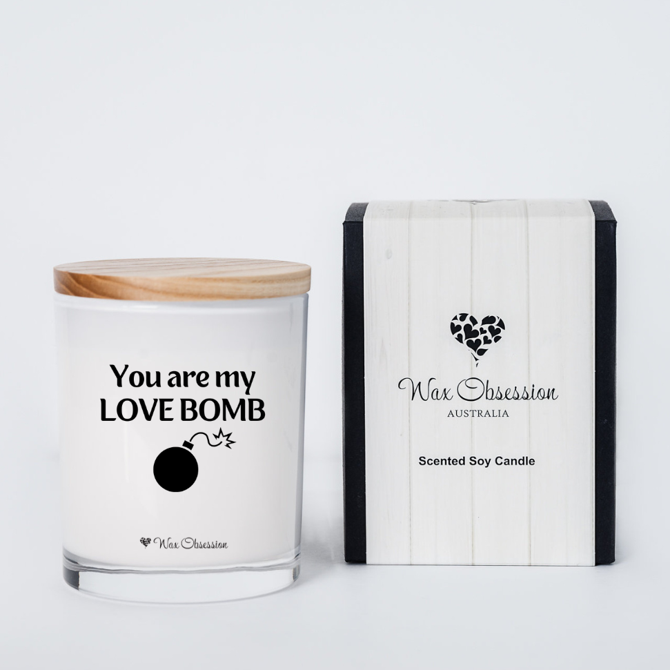You Are My Love Bomb | Valentine's Day quote candle by Wax Obsession