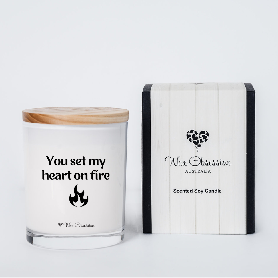 You Set My Heart On Fire | Valentine's Day Quote Candle by Wax Obsession