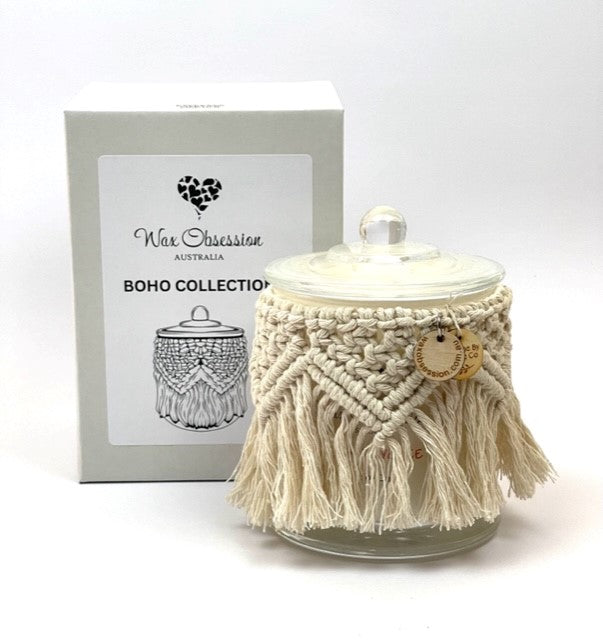 Boho Macrame Candle