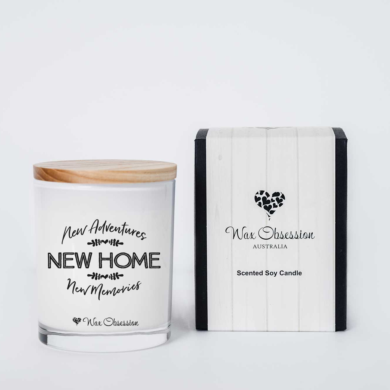New Home, New Adventures, New Memories Quote Candle by Wax Obsession