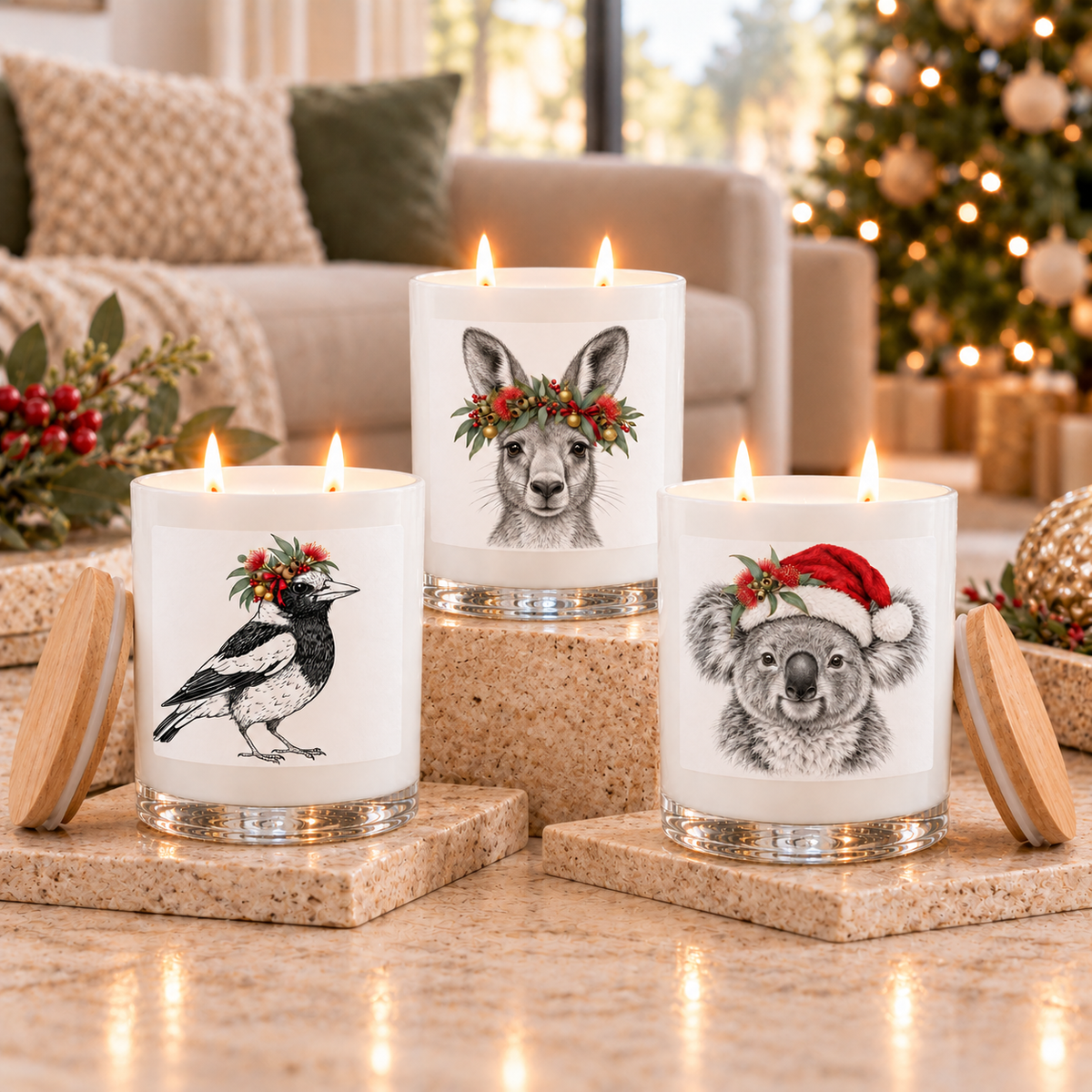 Christmas Soy Candles: 11 Festive Designs, 10 Fragrances, Your Choice