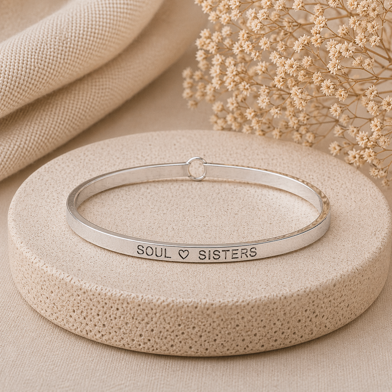 Soul Sisters Quote Bangle – Stainless Steel Bracelet by Wax Obsession