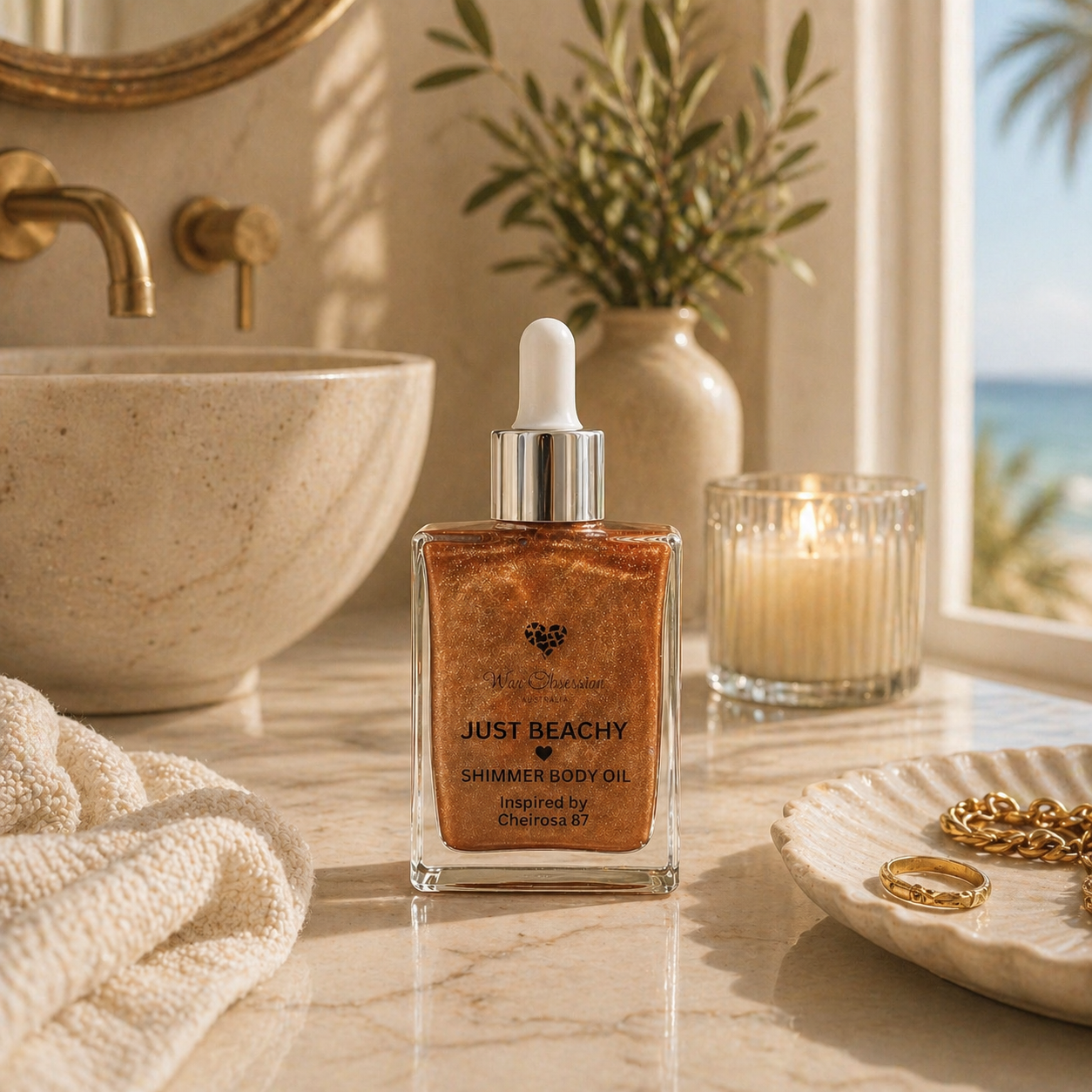 Just Beachy Shimmer Body Oil by Wax Obsession | Inspired by Sol de Janeiro's Cheirosa 87