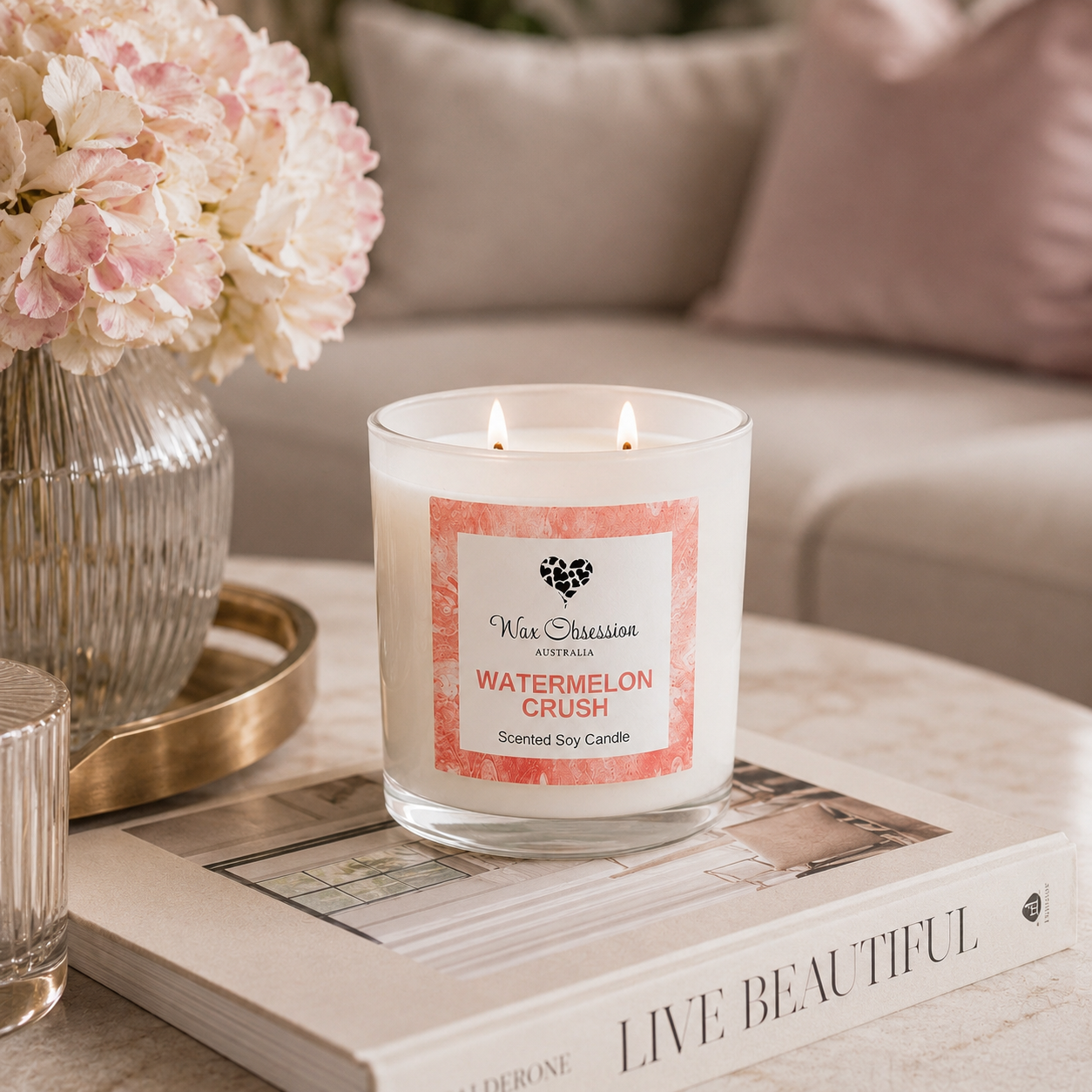 Watermelon Crush Scented Soy Candle | hand poured by Wax Obsession