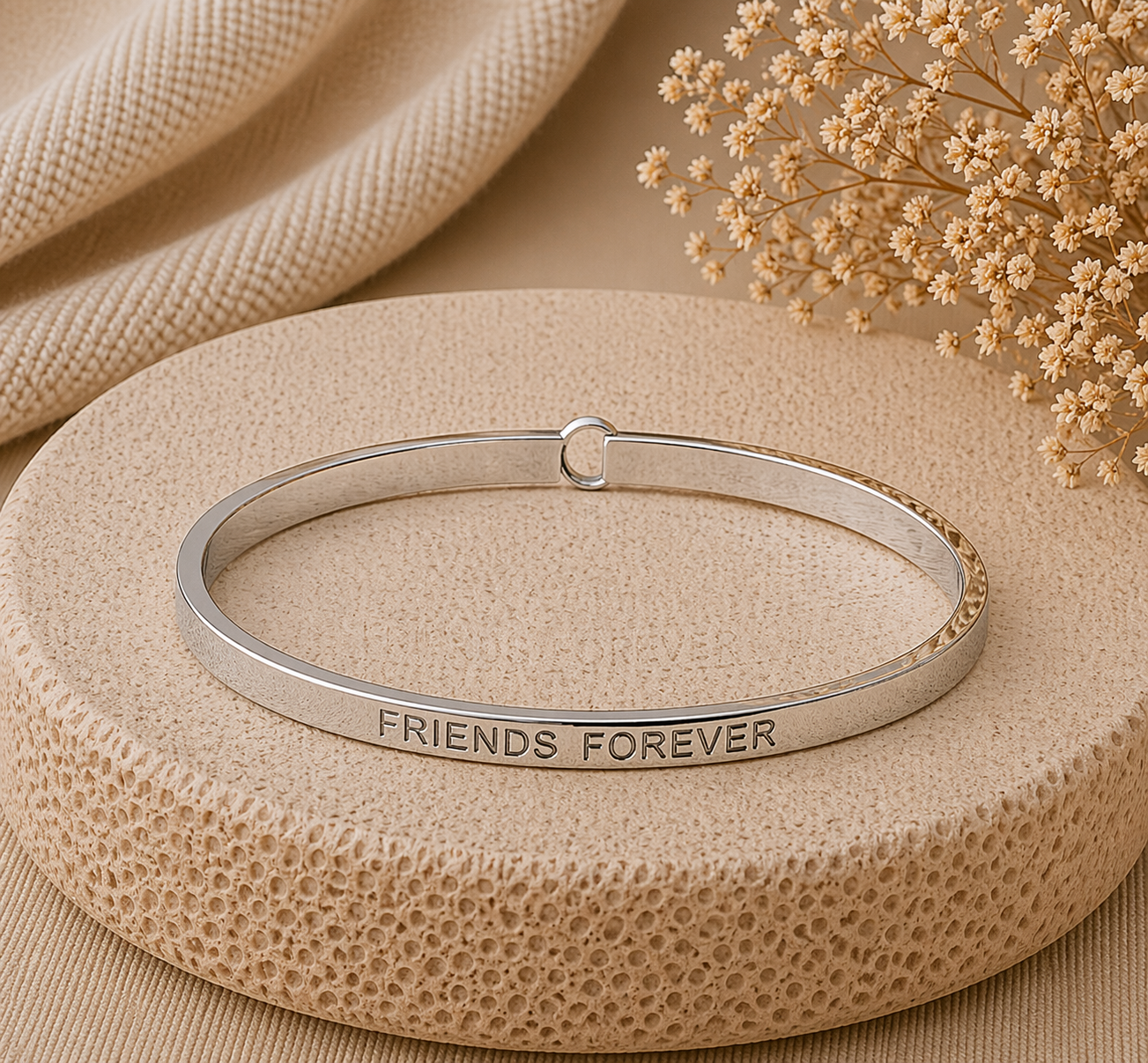 Friends Forever Quote Bangle – Stainless Steel Bracelet by Wax Obsession