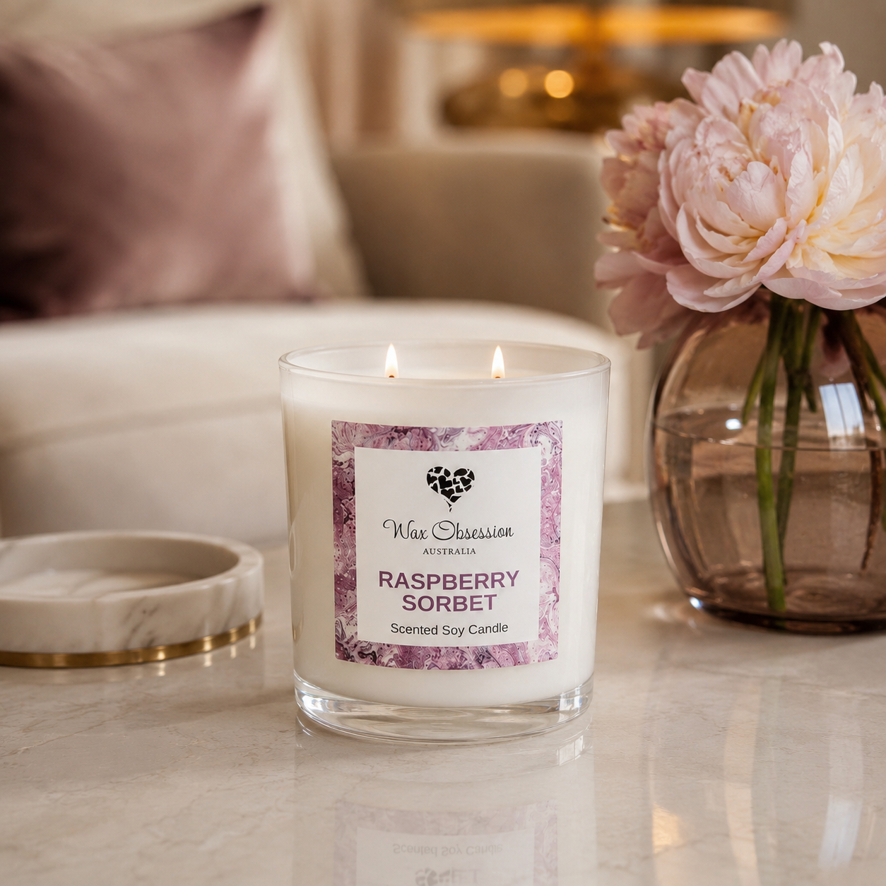 Raspberry Scented Soy Candle | Wax Obsession