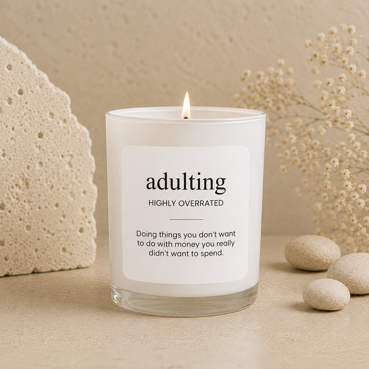 Adulting scented soy candle from the Wax Obsession Definition Collection