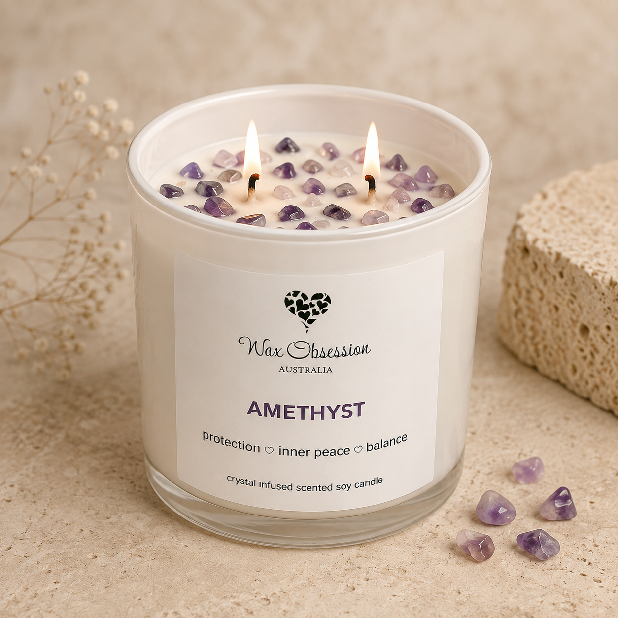 AMETHYST CRYSTAL CANDLE | WAX OBSESSION