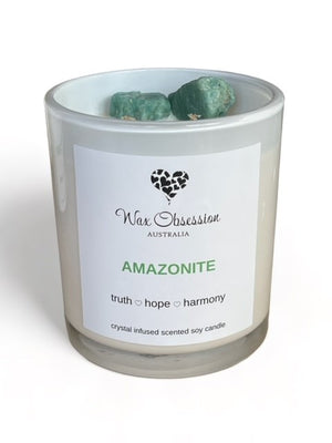 Amazonite Crystal Candle - Truth, Hope, Harmony