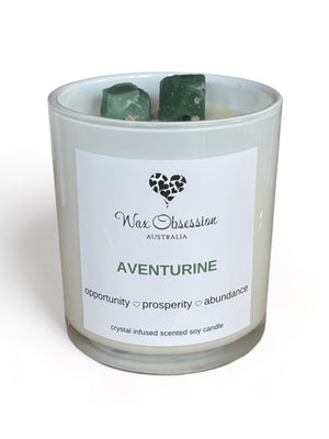 Aventurine Crystal Candle - Opportunity, Prosperity, Abundance