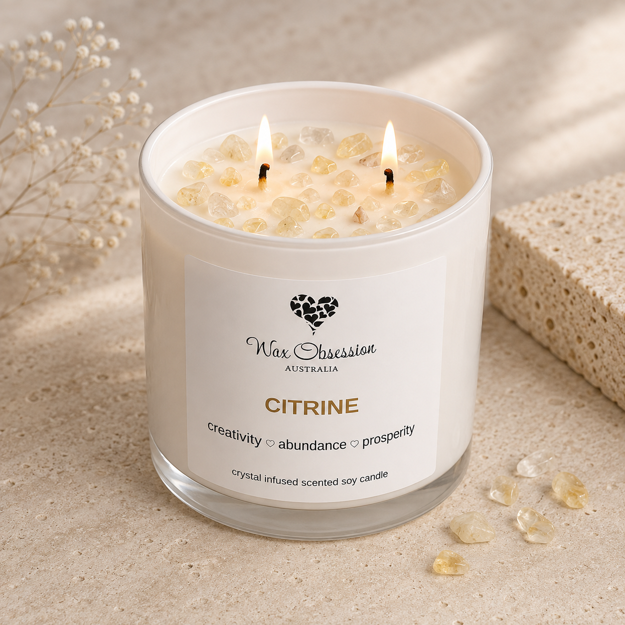 CITRINE | CRYSTAL CANDLE