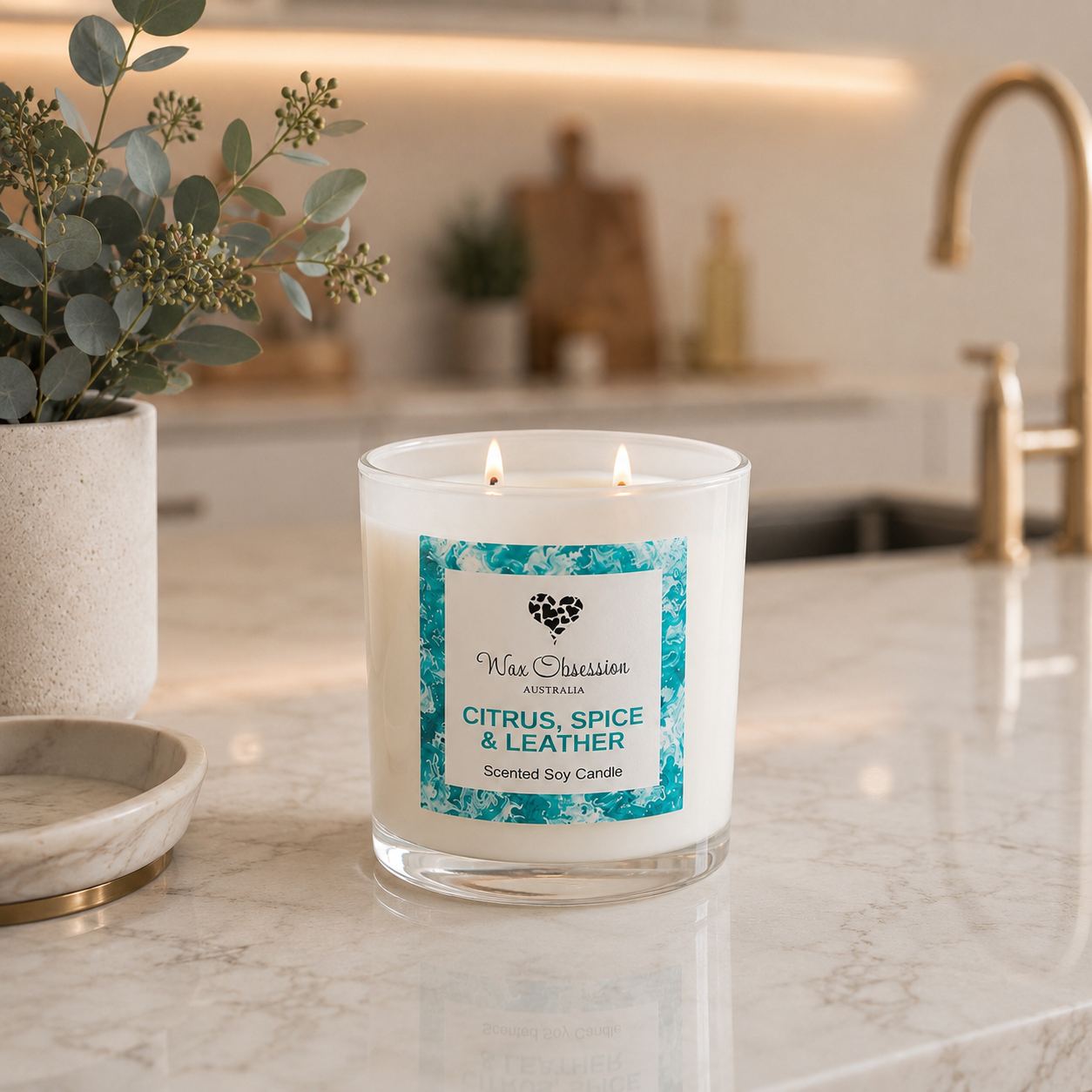 Citrus, Spice & Leather Scented Soy Candle | a masculine cologne fragrance by Wax Obsession