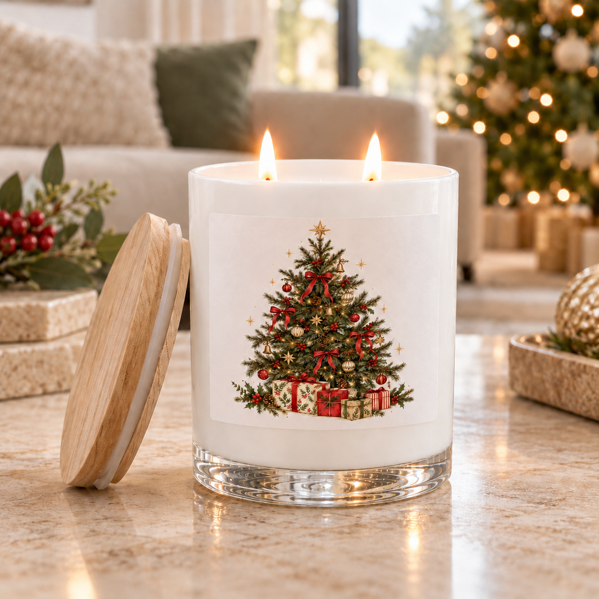 Festive Scented Soy Candle with Christmas Tree | Wax Obsession