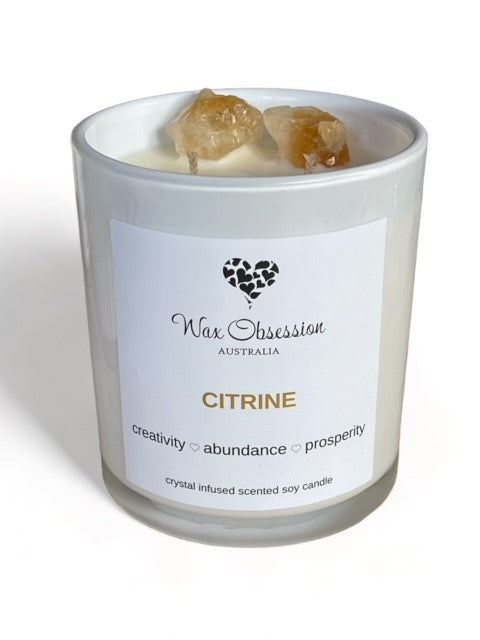 Citrine Crystal Candle - Creativity, Abundance, Prosperity