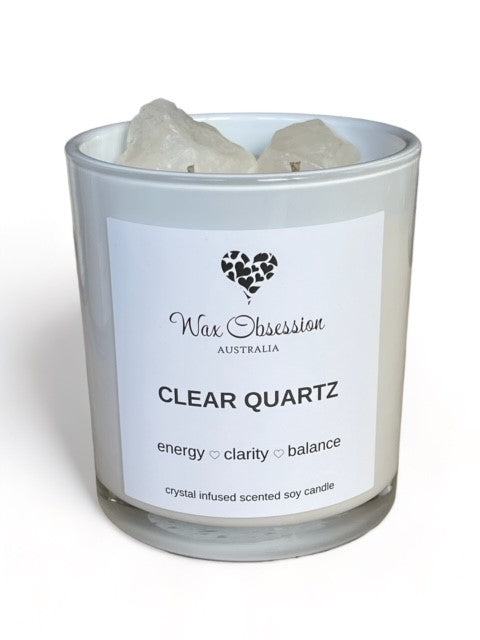 Clear Quartz Crystal Candle - Energy, Clarity, Balance