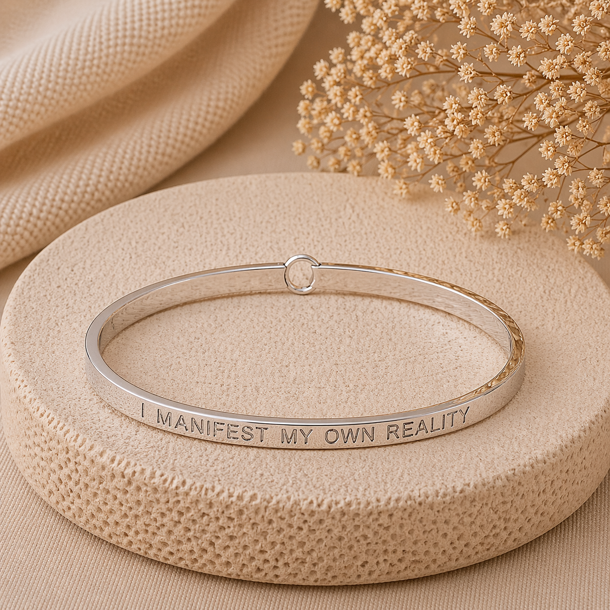 I Manifest My Own Reality Quote Bangle – Stainless Steel Bracelet by Wax Obsession