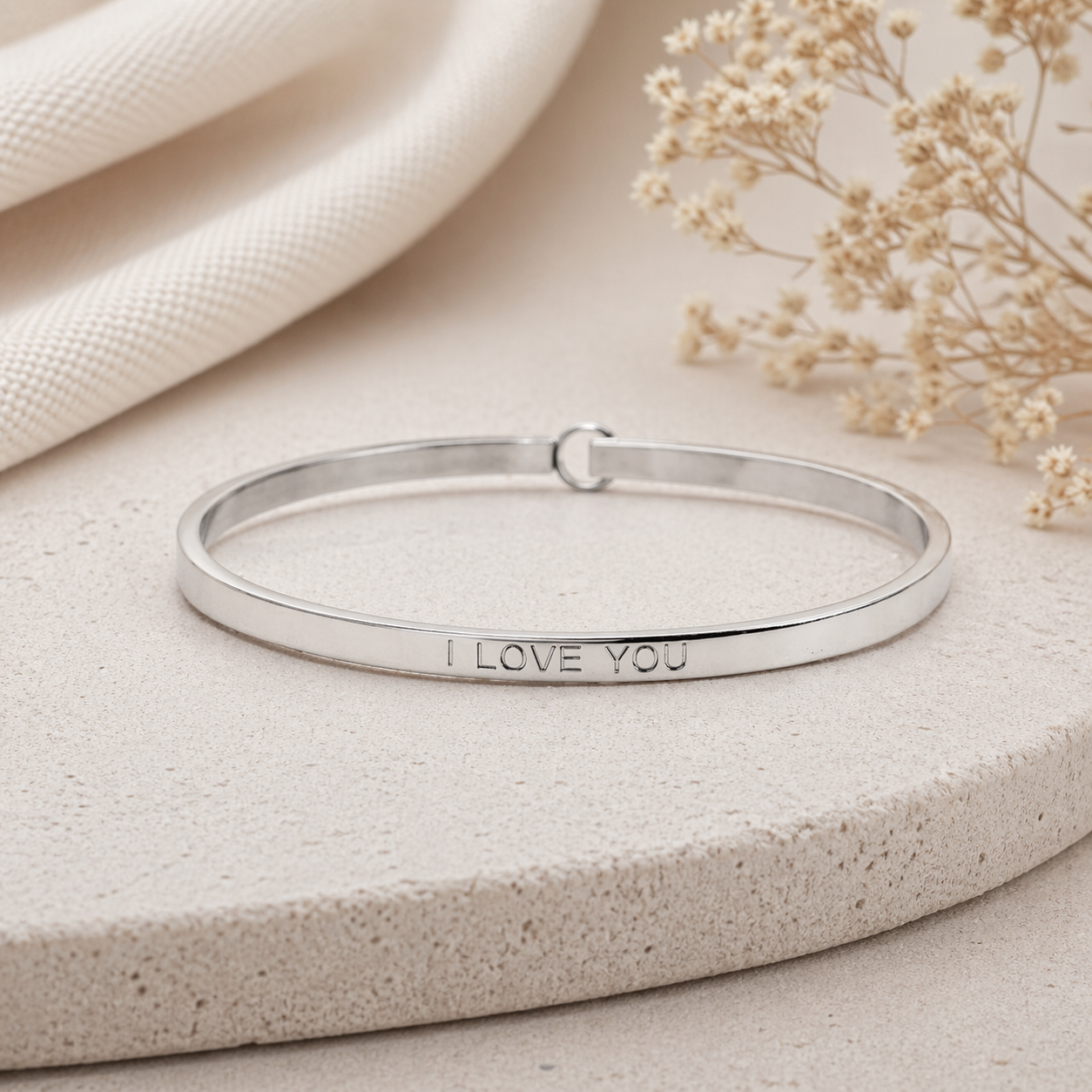 I Love You Quote Bangle – Stainless Steel Bracelet by Wax Obsession